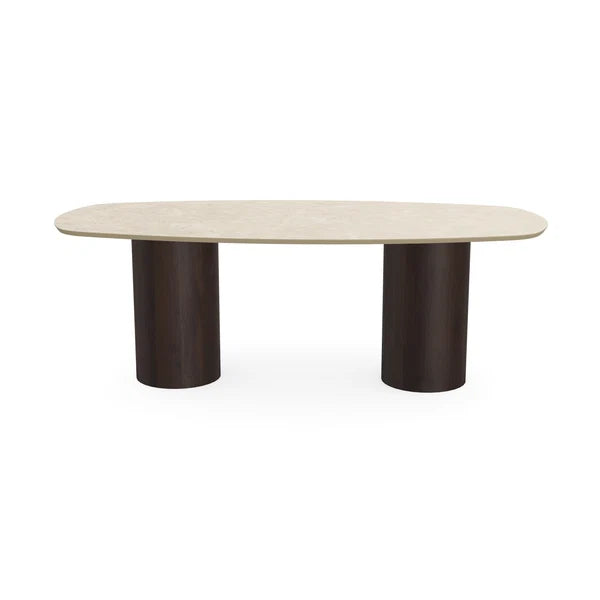 Keramiek eettafel hermitage arena - Deens ovaal - Columbus duo Walnut brown 2x