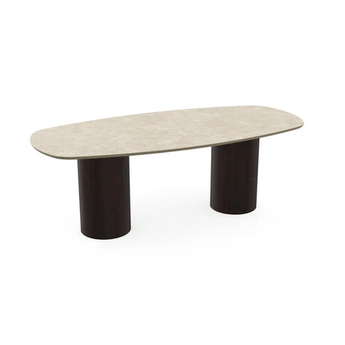 Keramiek eettafel hermitage arena - Deens ovaal - Columbus duo Walnut brown 2x